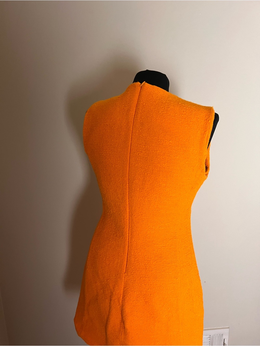 Zara Sleeveless Orange Shift Dress - Bright Orange BOUCLE - Picture 3 of 4